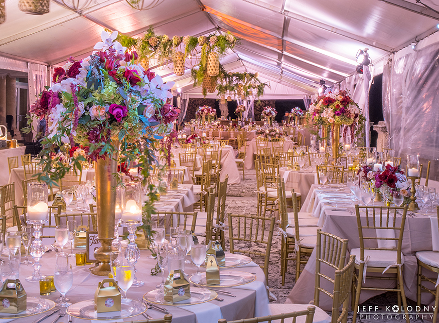 Tented wedding reception at Vizcaya